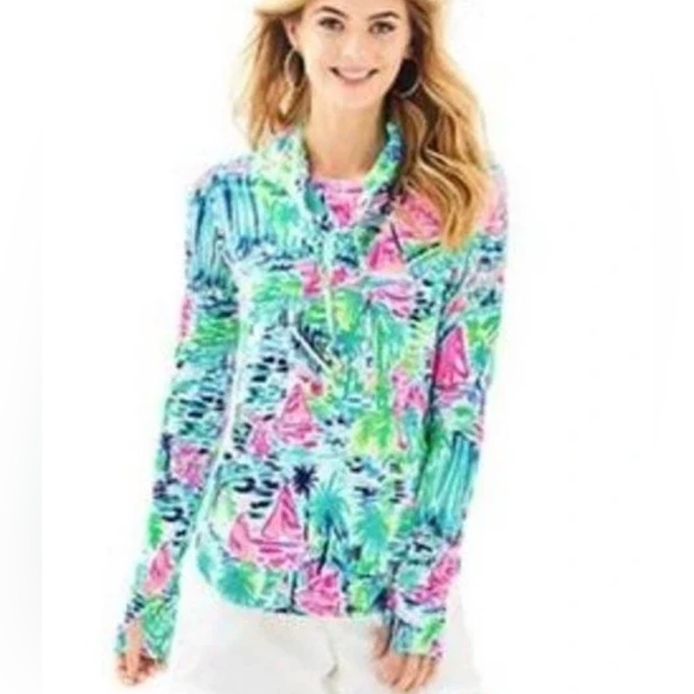 Lilly Pulitzer Fletcher Popover Pullover Sweatshirt “Salt in the Air" print - Picture 2 of 12